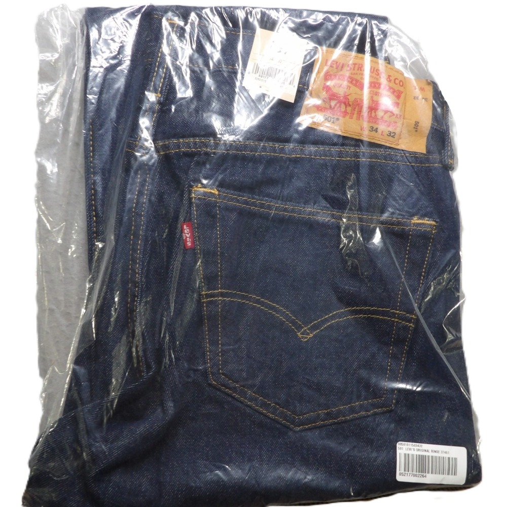 NWT Levi 501 Original Jeans Men W34 L32 Rinse Dark Wash Straight Leg Button Fly